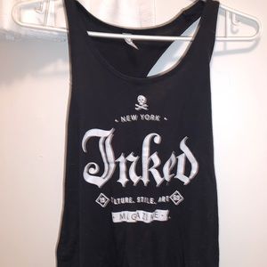 INKED womens tank/ black w/ white lettering.